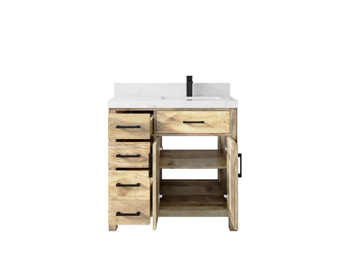 Malibu Mango Wood 36 in. W x 22 in. D Right Offset Sink Bathroom Vanity - photo 4