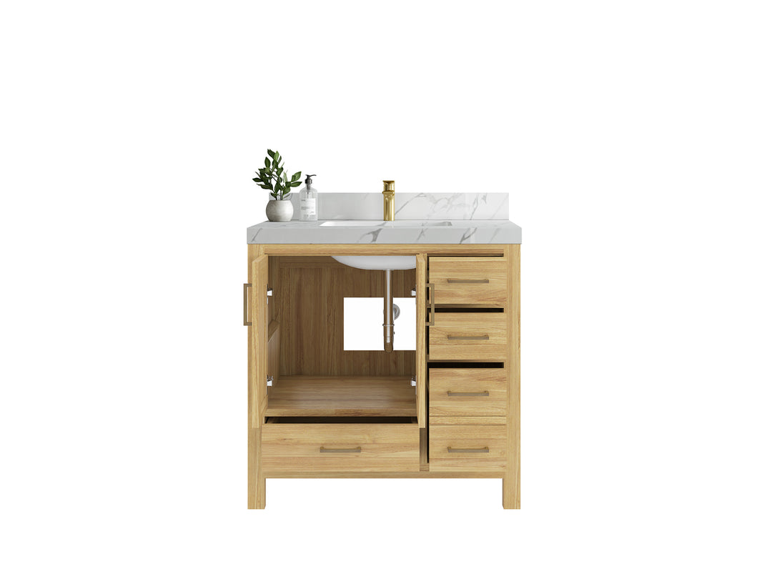 Malibu Teak Wood 36 in. W x 22 in. D Center Sink Bathroom Vanity