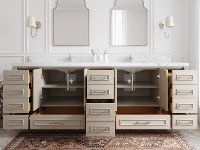 Aberdeen 96 in W x 22 in D Free Standing Double Sink Bathroom Vanity