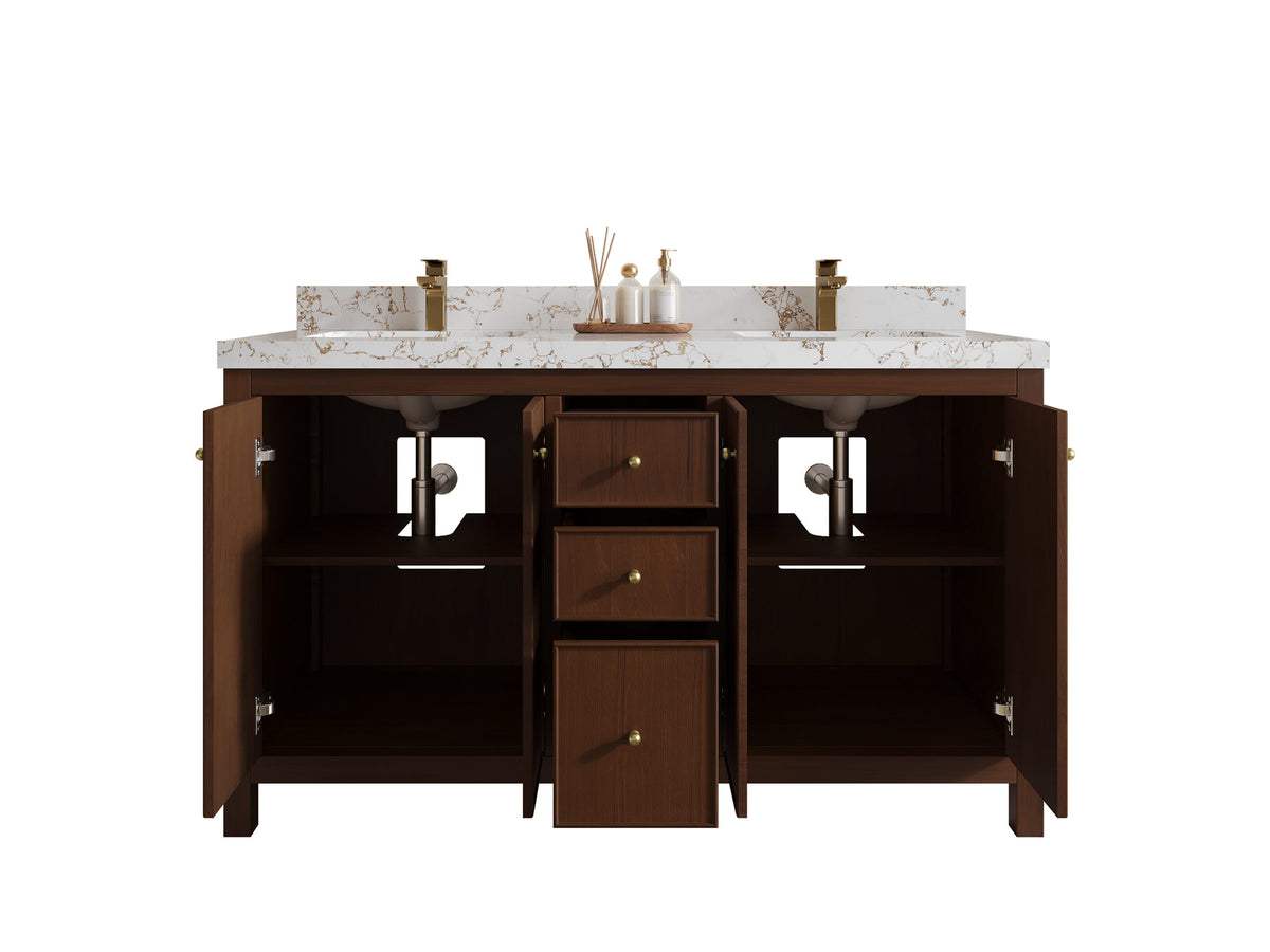 Chicago Teak 60 in. W x 22 in. D Double Sink Bathroom Vanity