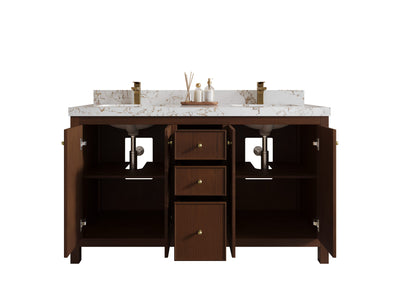 Chicago Teak 60 in. W x 22 in. D Double Sink Bathroom Vanity