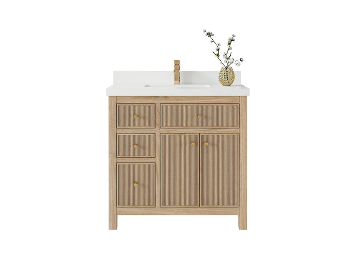 Teak Wood Bath Vanity – 36" W x 22" D, Sonoma Collection, Center Sink - photo 1
