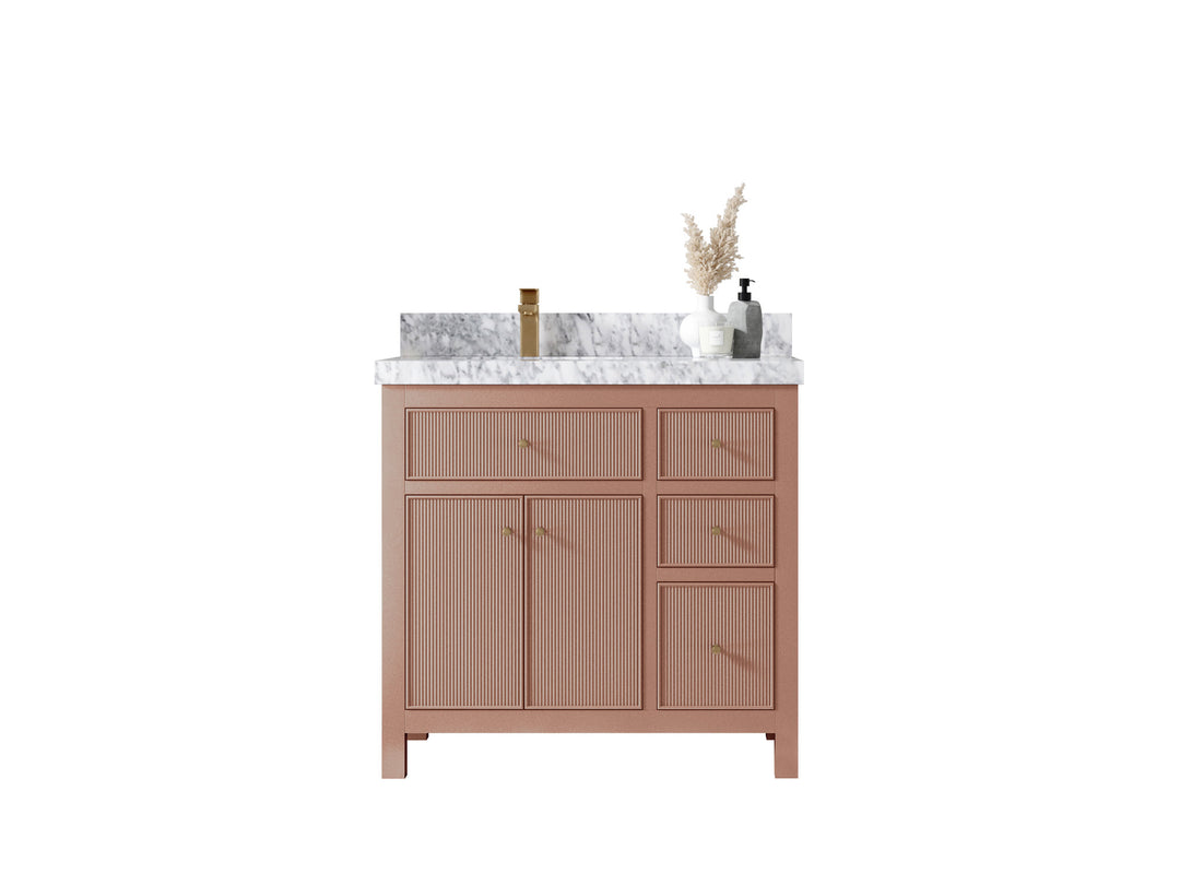 Sonoma 36 in. W x 22 in. D Left Offset Sink Bathroom Vanity in Warm Terracotta with countertop