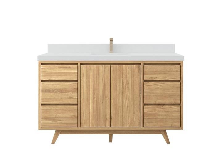 Madison Teak Wood 60 in. W x 22 in. D Single Sink Bathroom Vanity - photo 1