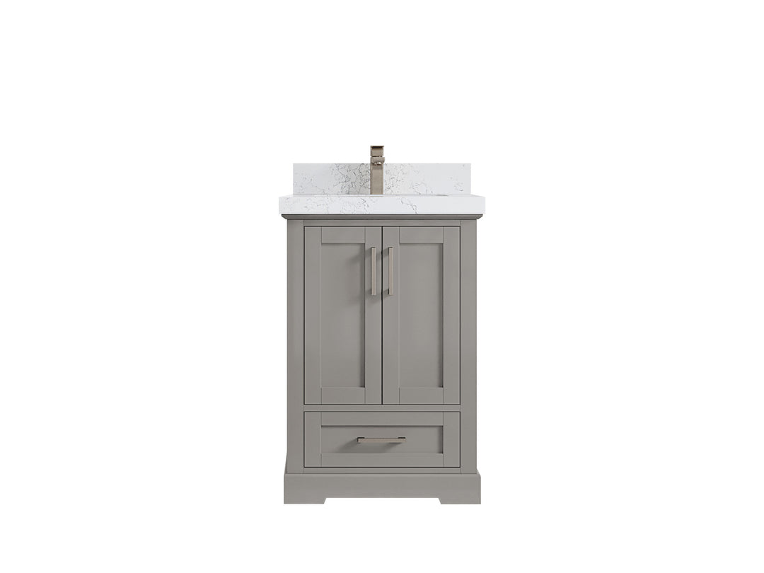Boston 24 in. W x 22 in. D Single Sink Bathroom Vanity in Elephant Skin Gray with Countertop - Clear View