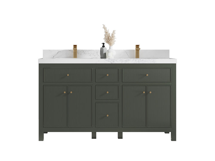 Sonoma 60 in W x 22 in D Free Standing Reeded Double Sink Bathroom Vanity - photo 1
