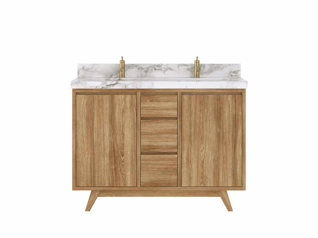 Madison Teak Wood 48 in. W x 22 in. D Double Sink Bathroom Vanity