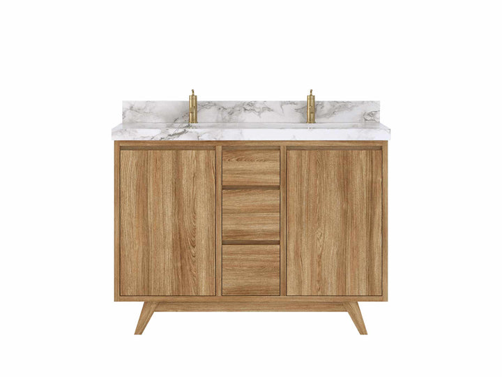 Madison Teak Wood 48 in. W x 22 in. D Double Sink Bathroom Vanity - photo 1