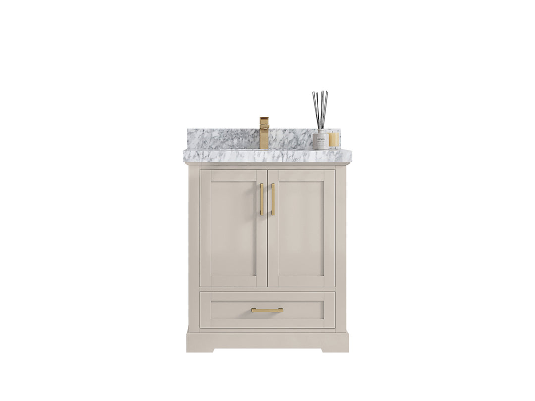 Boston 30 in. W x 22 in. D Single Sink Bathroom Vanity in Alabaster with Countertop - Clear View