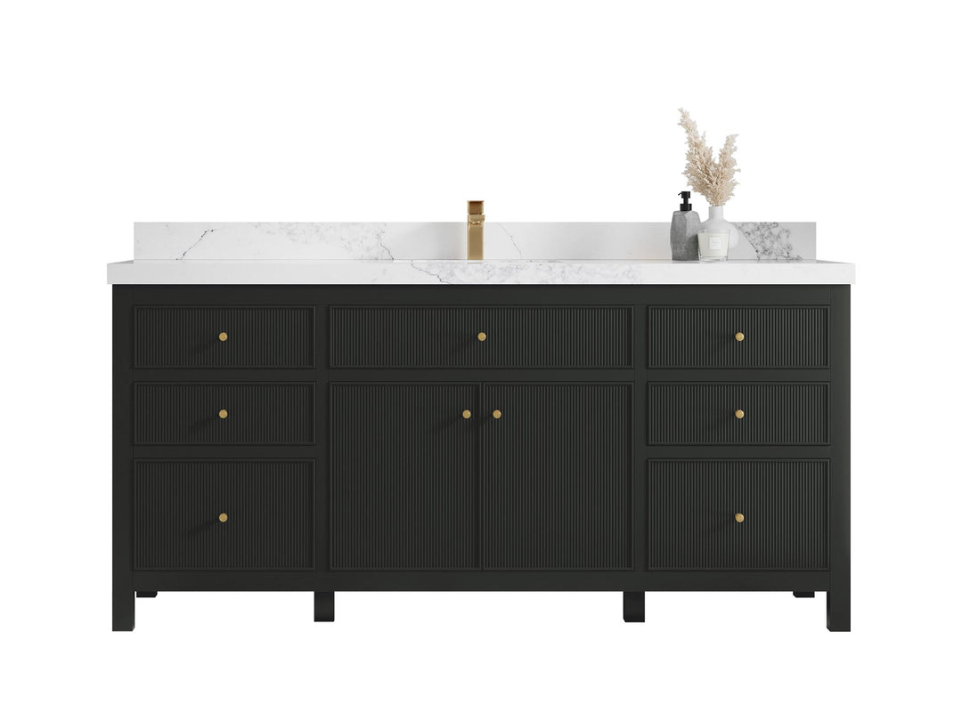 Sonoma 72 in W x 22 in D Free Standing Reeded Single Sink Bathroom Vanity