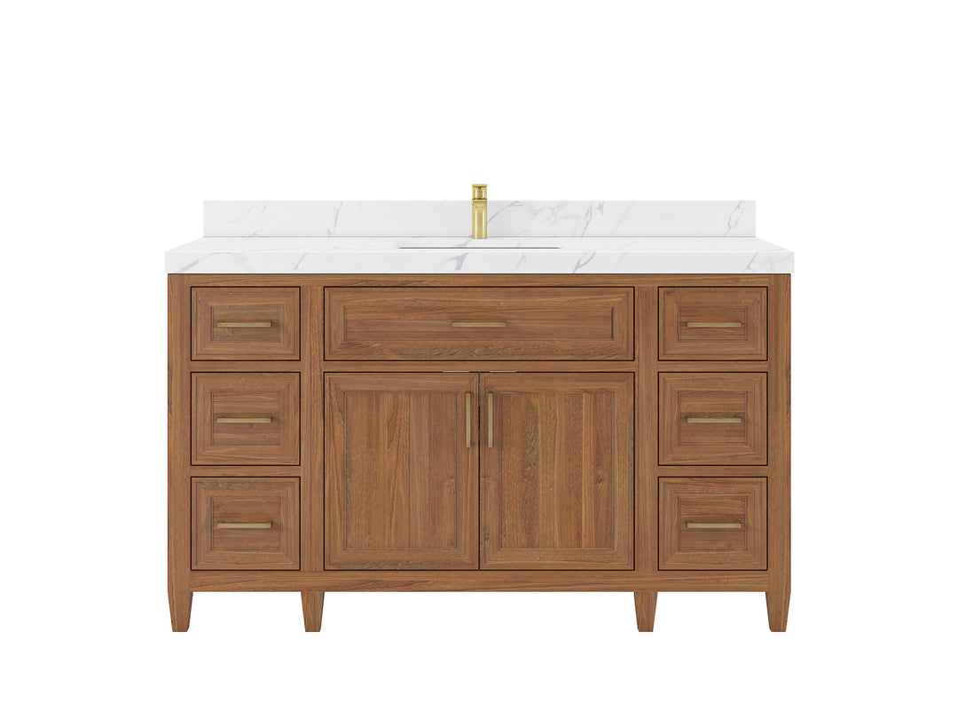 Santa Monica Teak Wood 60 in. W x 22 in. D Single Sink Bathroom Vanity
