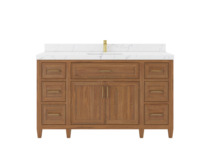 Santa Monica Teak Wood 60 in. W x 22 in. D Single Sink Bathroom Vanity - photo 1