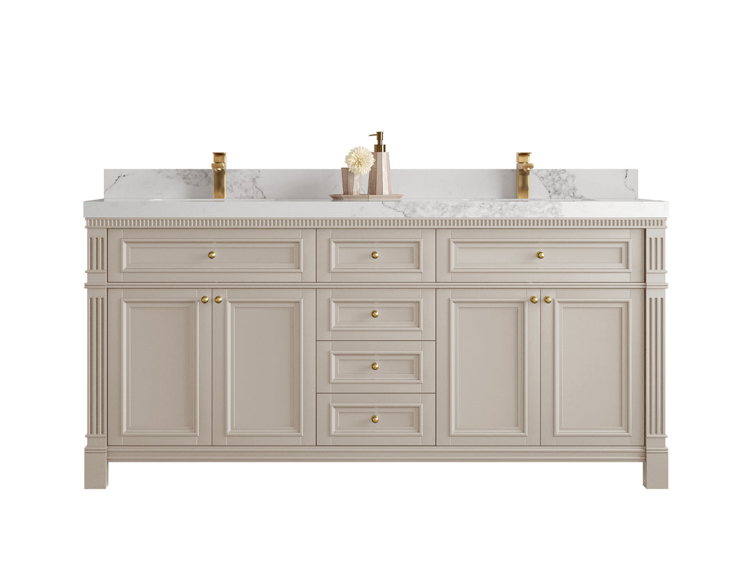 Paris 72 in. W x 22 in. D Double Sink Bathroom Vanity | 
              
                Fine Grain Linen Beige
                
                  
             - PRS_FNG_WHQZ_72D - photo №1