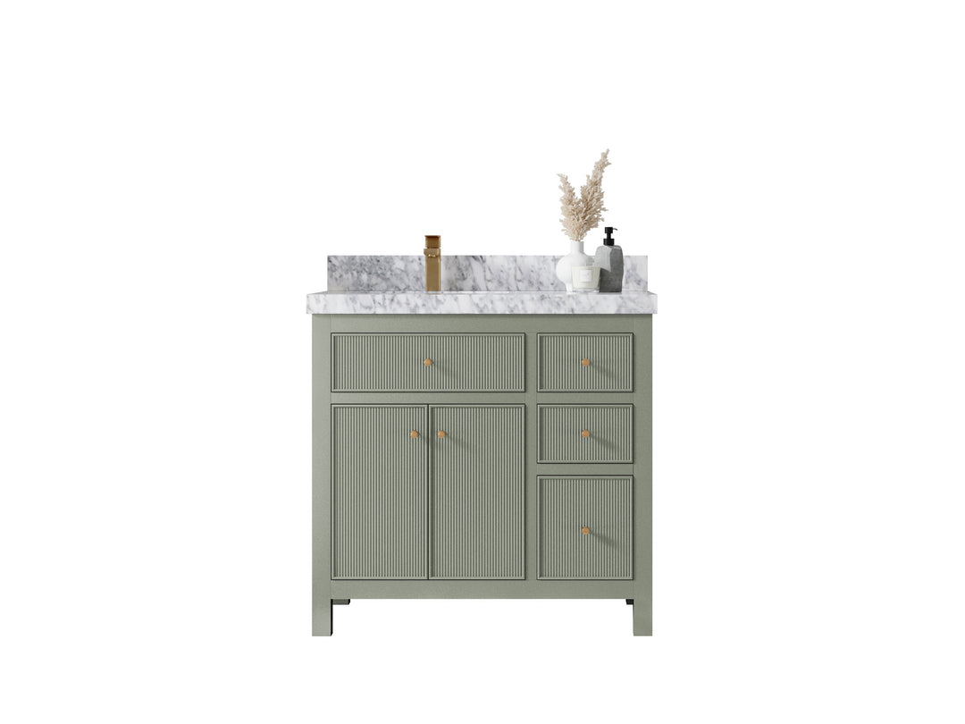 Sonoma 36 in. W x 22 in. D Left Offset Sink Bathroom Vanity in Evergreen with countertop