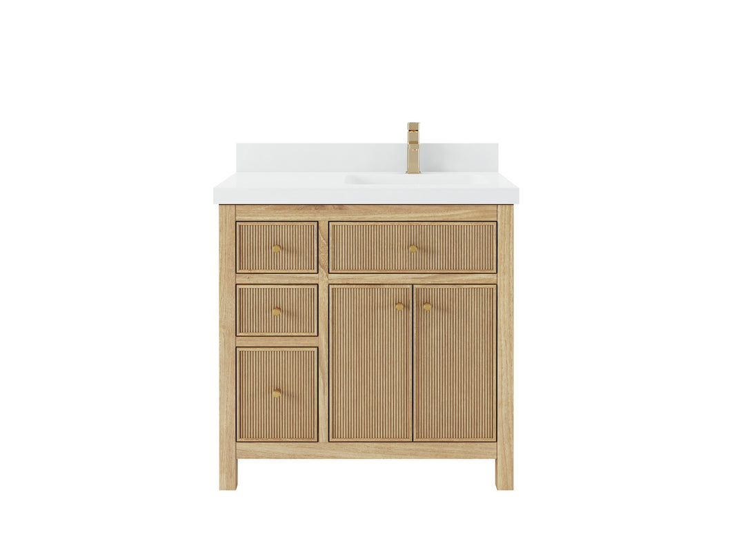Sonoma Teak Wood 36 in. W x 22 in. D Right Offset Sink Bathroom Vanity