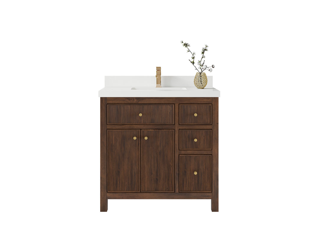 Sonoma Teak Wood 36 in. W x 22 in. D Center Sink Bathroom Vanity