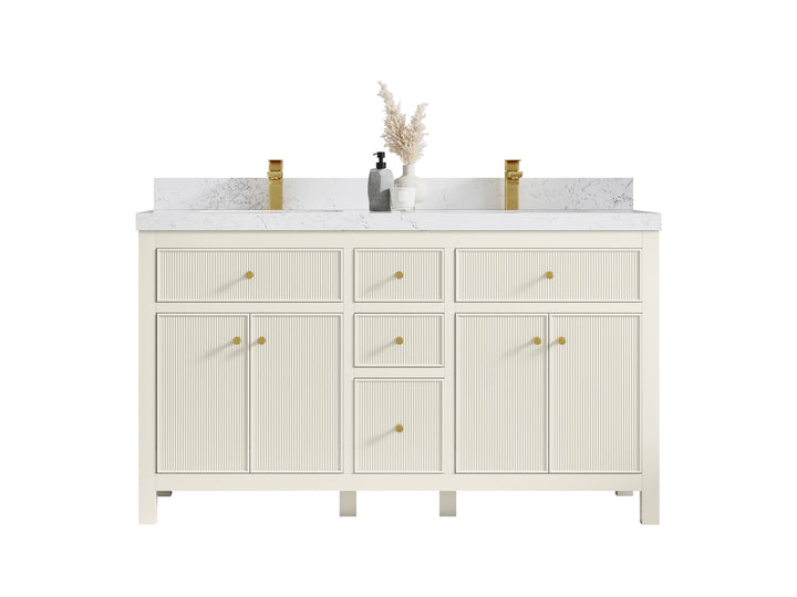 Sonoma 60 in W x 22 in D Free Standing Reeded Double Sink Bathroom Vanity - photo 1