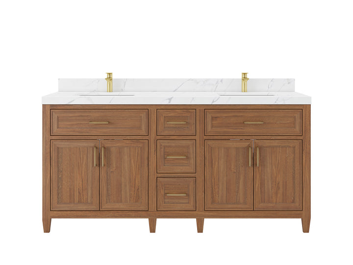 Santa Monica Teak Wood 72 in. W x 22 in. D Double Sink Bathroom Vanity - photo 1