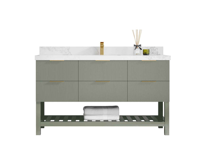 Catalina 60 in W x 22 in D Free Standing Reeded Single Sink Bathroom Vanity - photo 1