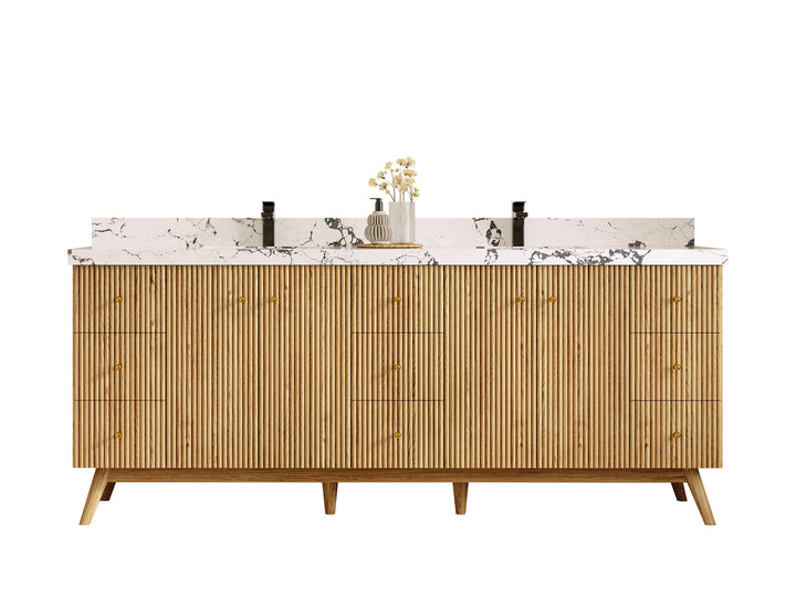 Pasadena White Oak 84 in. W x 22 in. D Double Sink Bathroom Vanity - photo 1