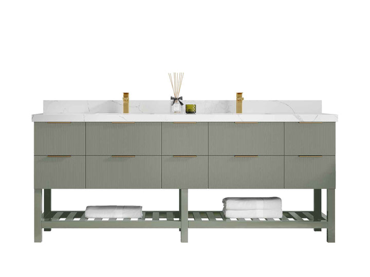Catalina 84 in W x 22 in D Free Standing Reeded Double Sink Bathroom Vanity - photo 1