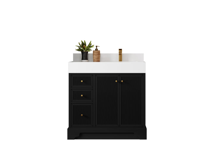 Manhattan 36 in. W x 22 in. D Right Offset Sink Bathroom Vanity - photo 1