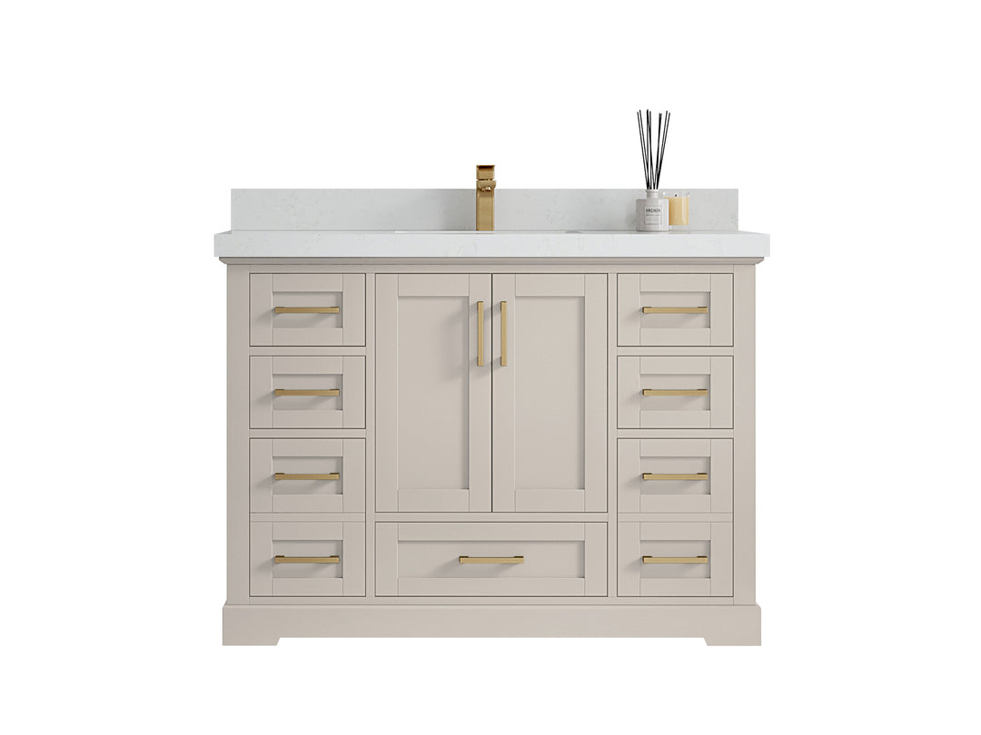 Boston 48 in. W x 22 in. D Single Sink Bathroom Vanity in Fine Grain with Countertop - Clear View