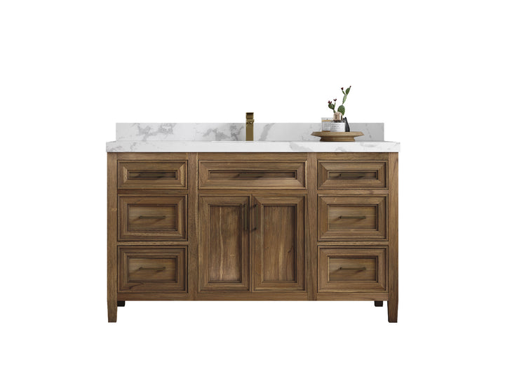 Santa Monica Teak Wood 60 in. W x 22 in. D Single Sink Bathroom Vanity - photo 1