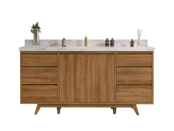 Madison Teak Wood 72 in. W x 22 in. D Single Sink Bathroom Vanity - photo 1