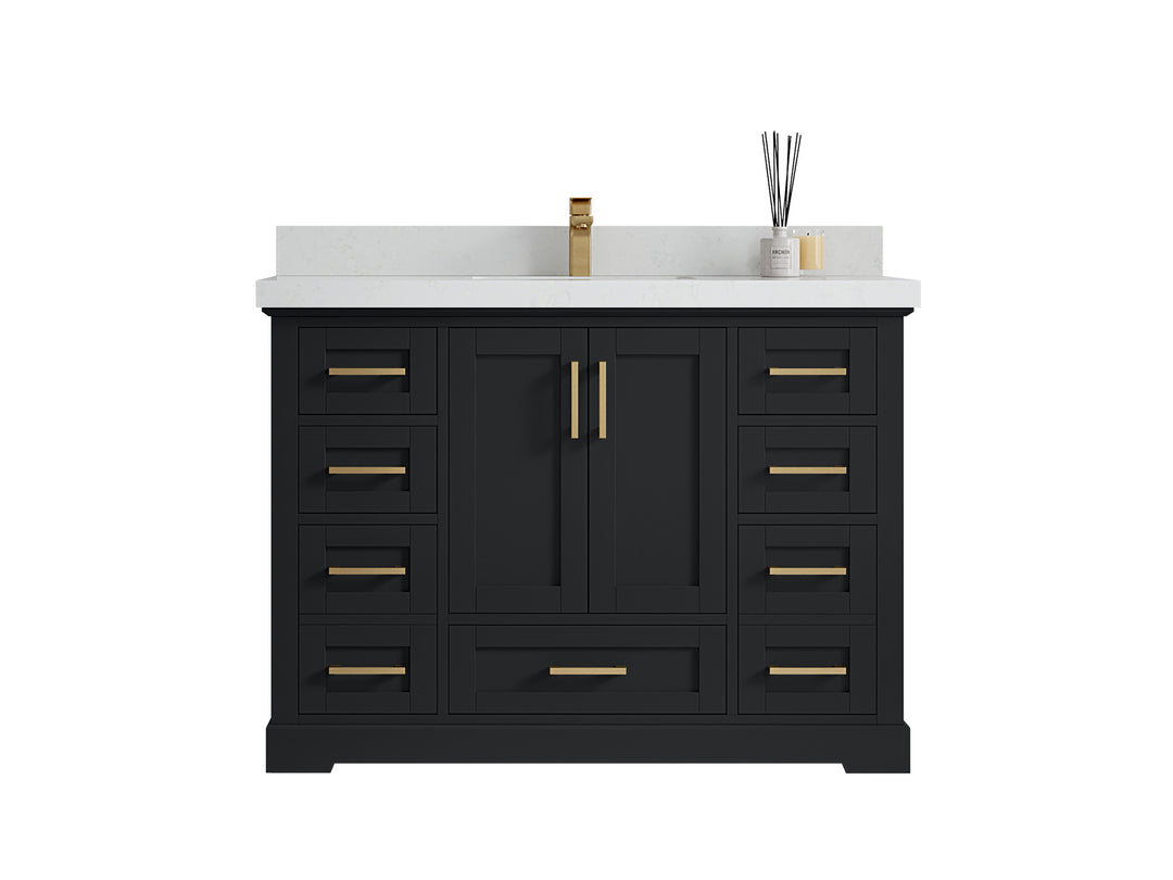 Boston 48 in. W x 22 in. D Single Sink Bathroom Vanity in Wrought Iron with Countertop - Clear View
