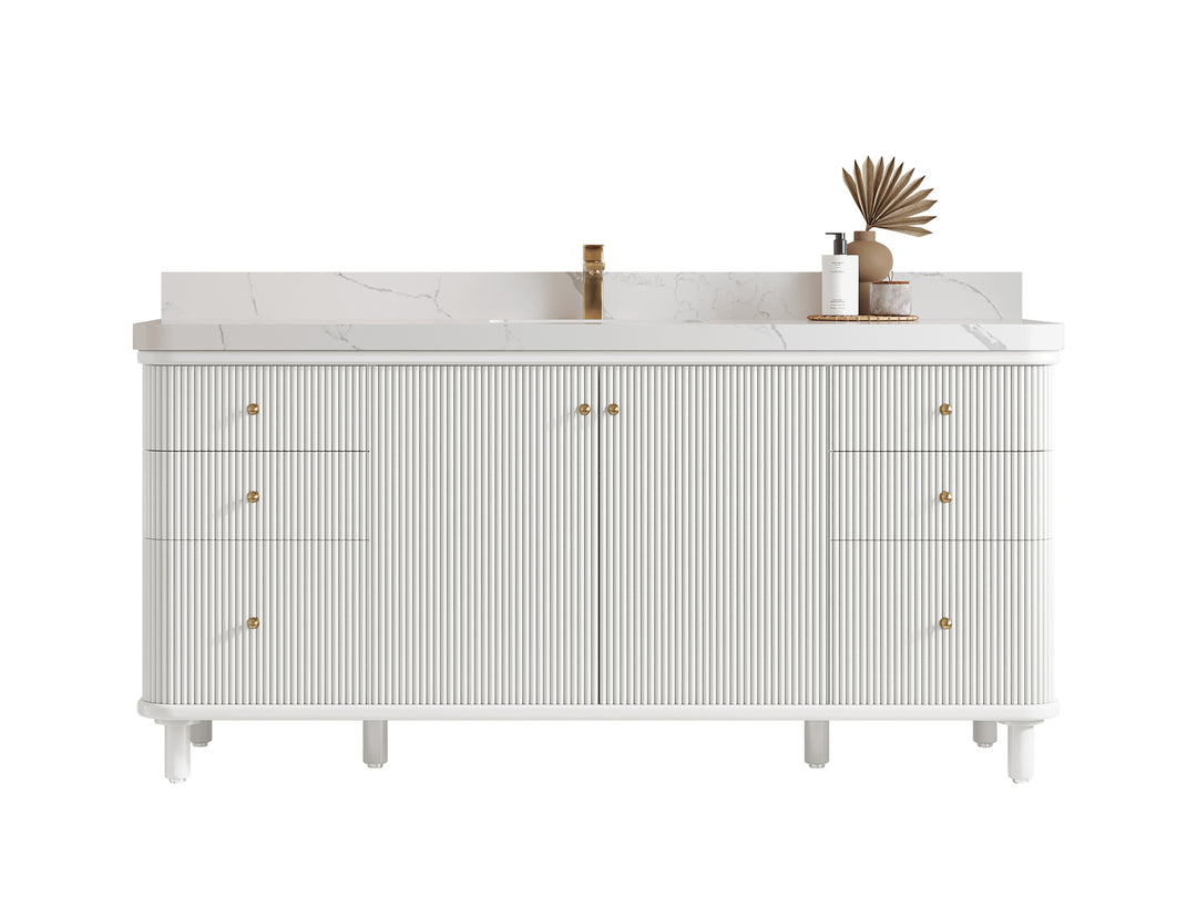 Miami 72 in. W x 22 in. D Double Sink Bathroom Vanity in White with Countertop - Clear View