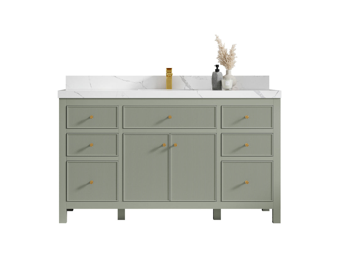 Sonoma 60 in W x 22 in D Free Standing Reeded Single Sink Bathroom Vanity
