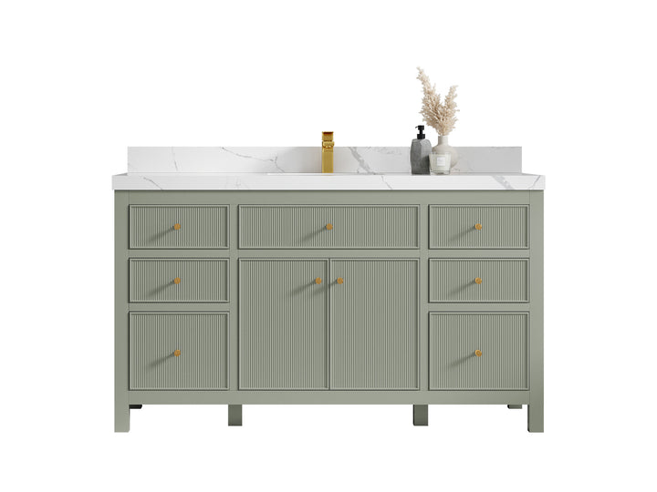 Sonoma 60 in W x 22 in D Free Standing Reeded Single Sink Bathroom Vanity - photo 1