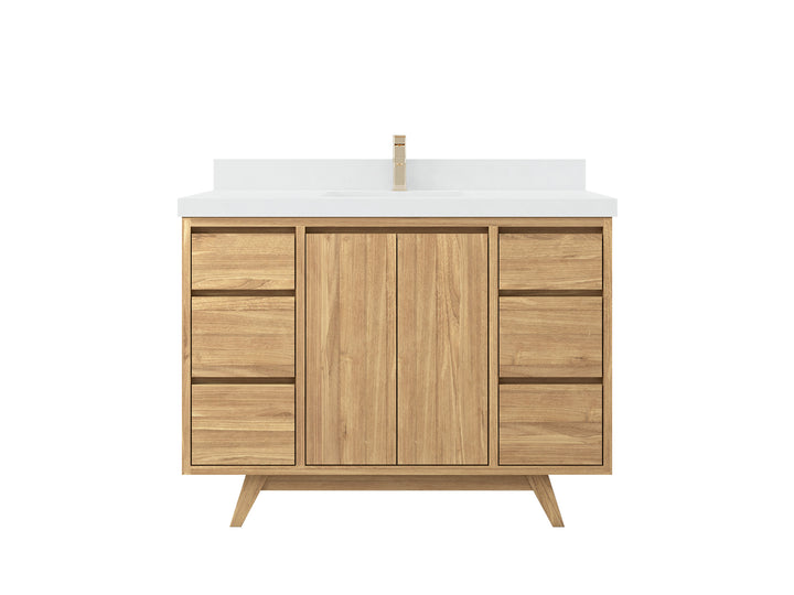 Madison Teak Wood 48 in. W x 22 in. D Single Sink Bathroom Vanity - photo 1