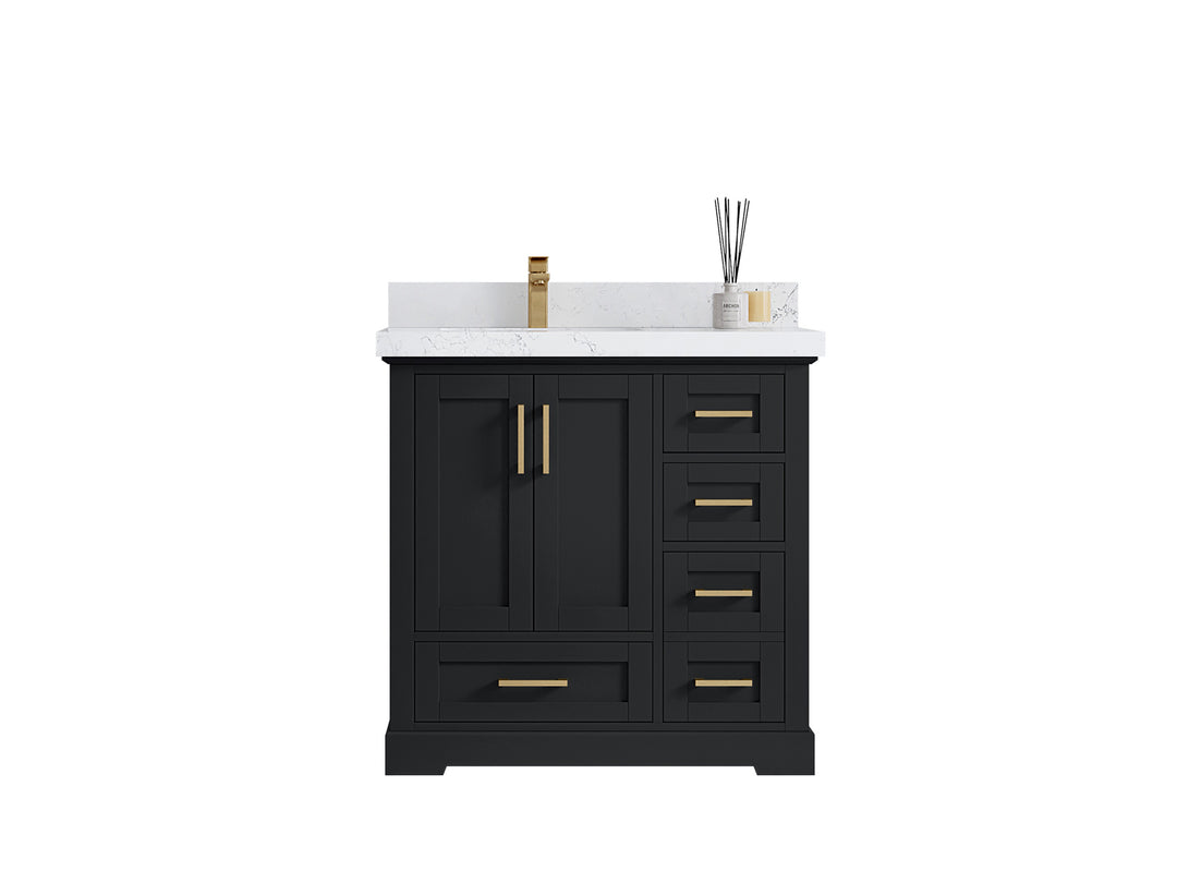 Boston 36 in. W x 22 in. D Single Sink Bathroom Vanity in Wrought Iron with Countertop - Clear View