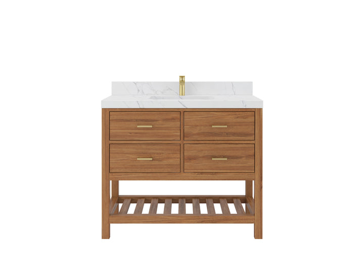 Parker Teak Wood 42 in. W x 22 in. D Single Sink Bathroom Vanity - photo 1