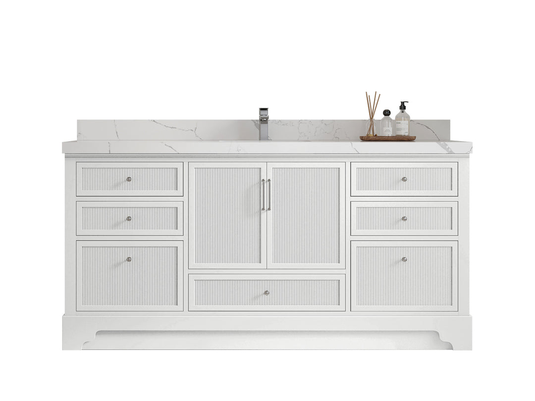 Alys 72 in. W x 22 in. D Single Sink Bathroom Vanity in White with countertop