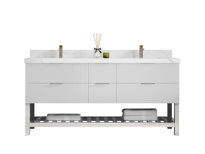 Catalina 72 in W x 22 in D Free Standing Reeded Double Sink Bathroom Vanity - photo 1