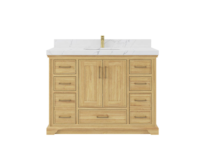 Charlotte 48 in. W x 22 in. D Single Sink Bathroom Teak Wood Vanity - photo 1