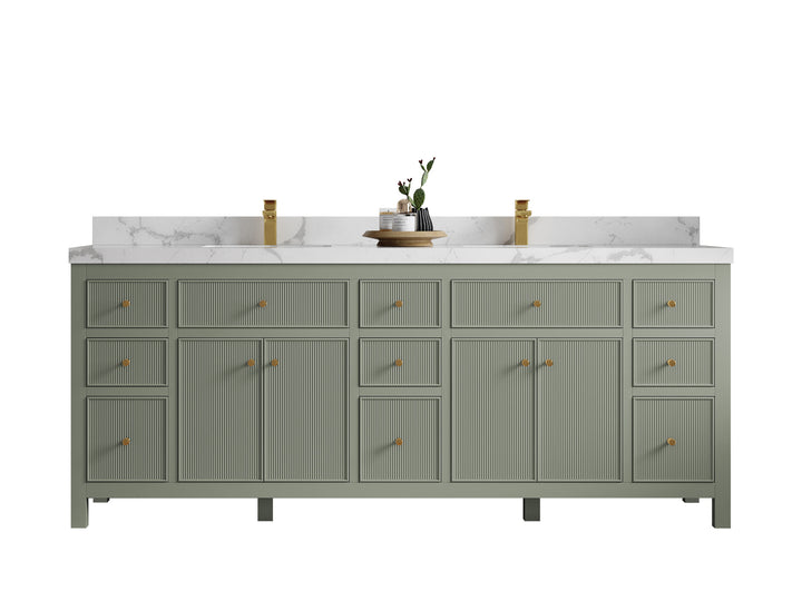 Sonoma 84 in W x 22 in D Free Standing Reeded Double Sink Bathroom Vanity - photo 1
