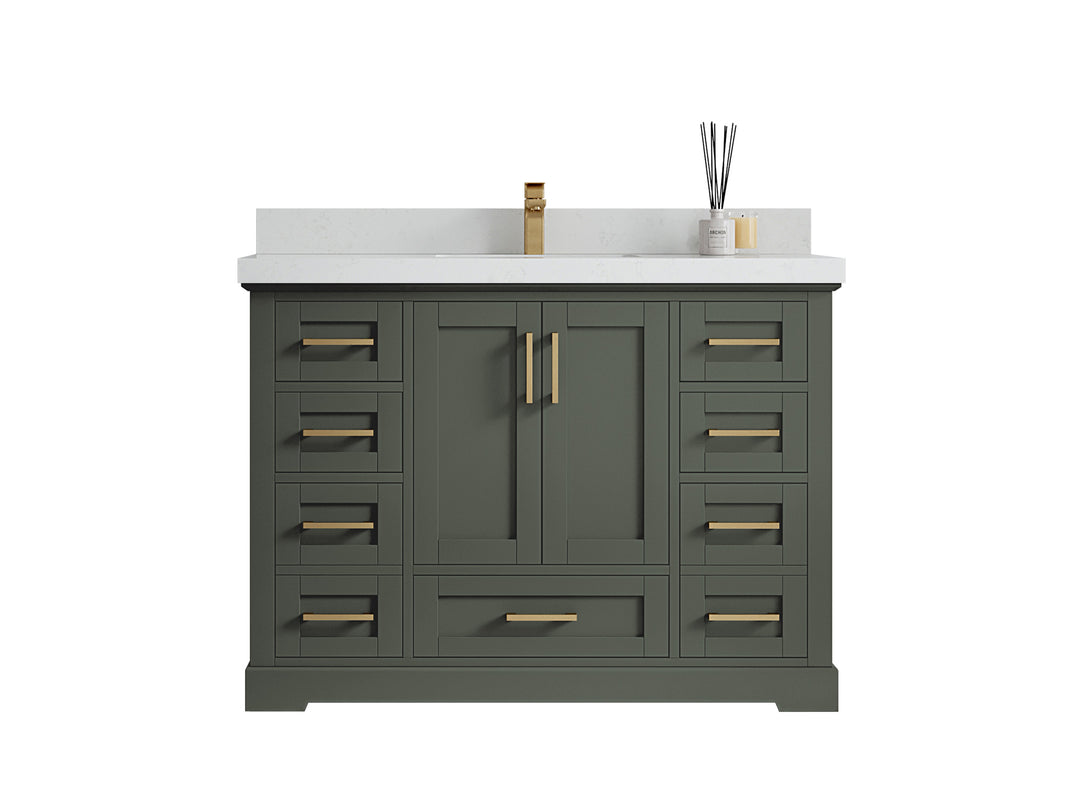 Boston 48 in. W x 22 in. D Single Sink Bathroom Vanity in Pewter Green with Countertop - Clear View