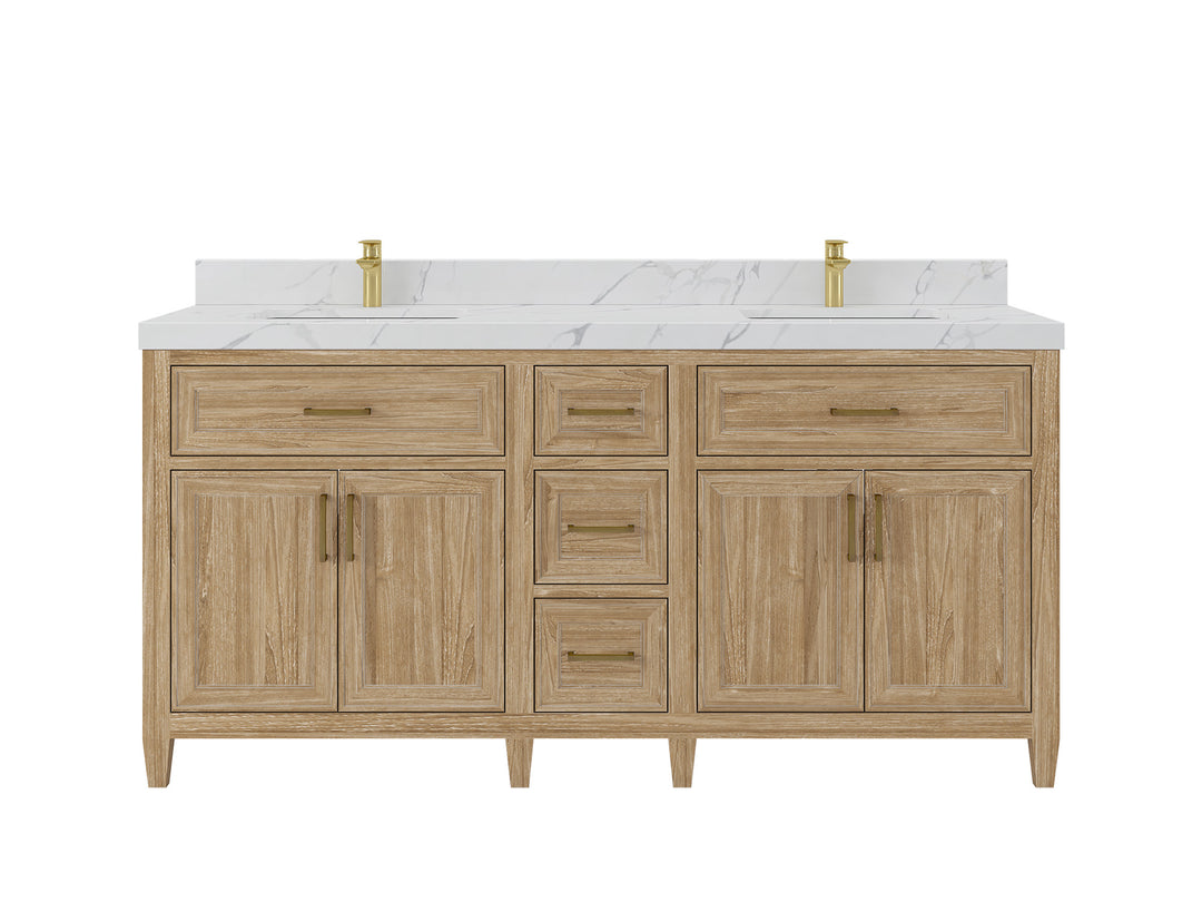 Santa Monica Teak Wood 72 in. W x 22 in. D Double Sink Bathroom Vanity