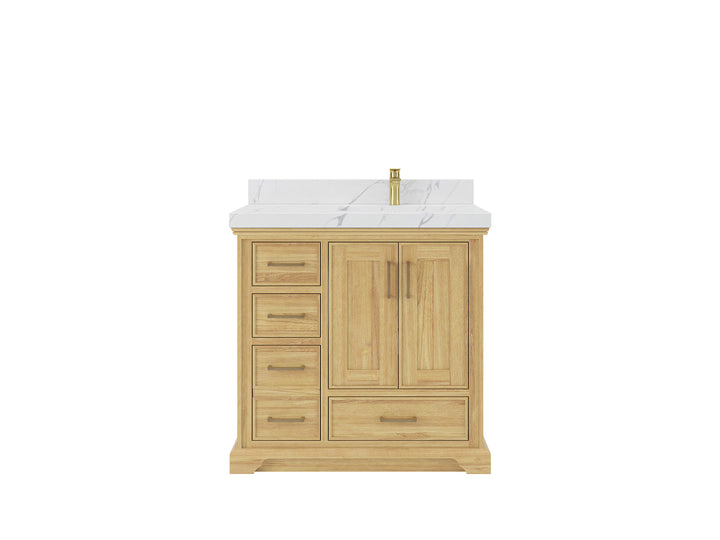 Charlotte 36 in. W x 22 in. D Right Offset Sink Bathroom Teak Wood Vanity - photo 1