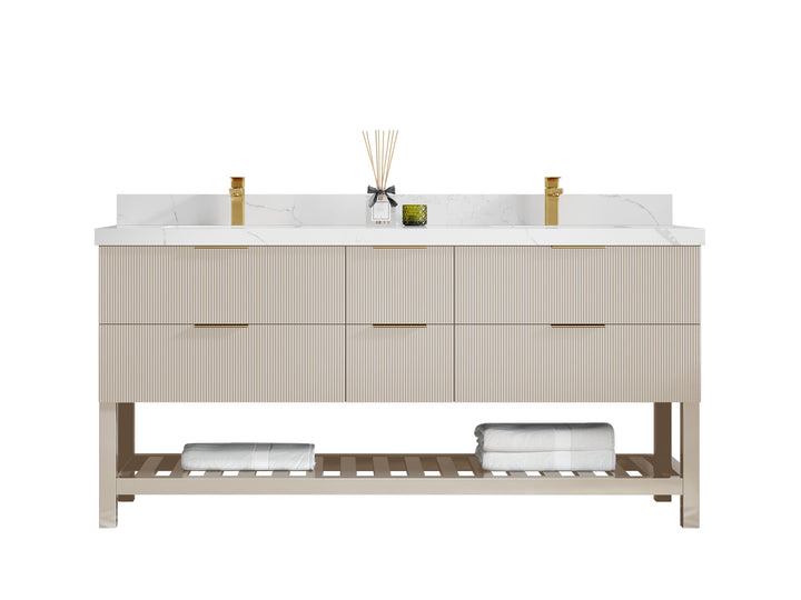 Catalina 72 in W x 22 in D Free Standing Reeded Double Sink Bathroom Vanity - photo 1