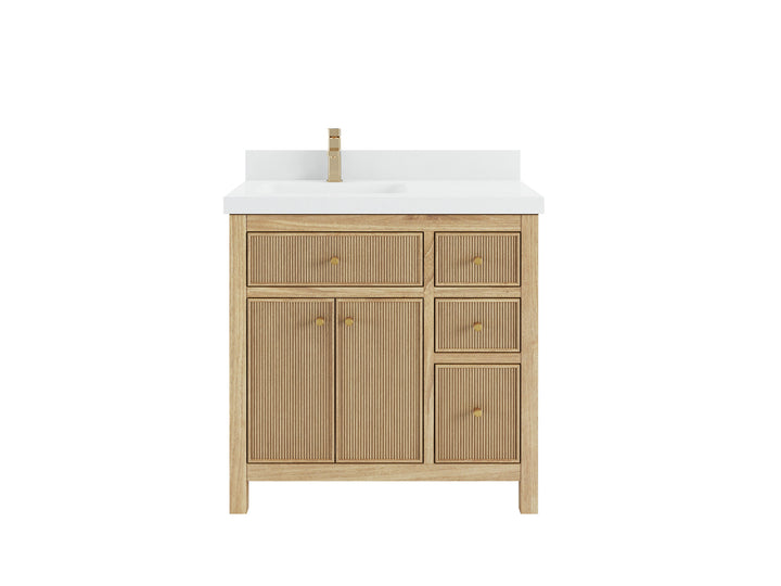 Sonoma Teak Wood 36 in. W x 22 in. D Left Offset Sink Bathroom Vanity - photo 1