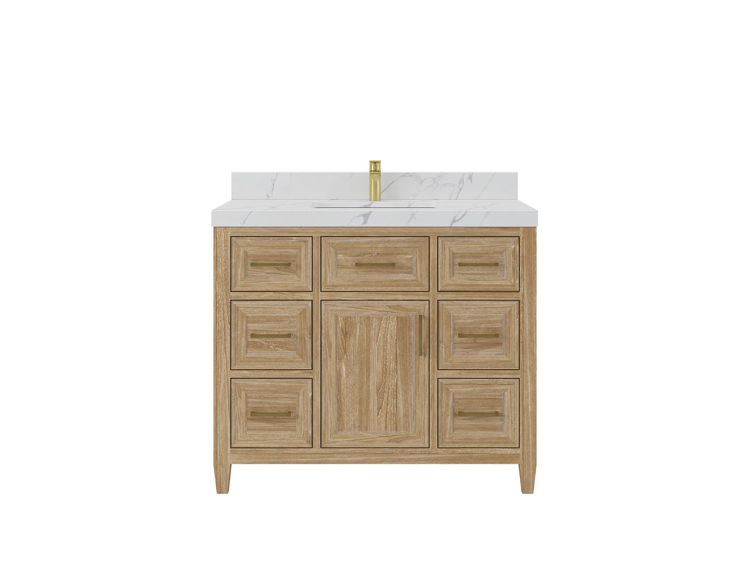 Santa Monica Teak Wood 42 in. W x 22 in. D Single Sink Bathroom Vanity