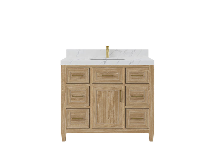 Santa Monica Teak Wood 42 in. W x 22 in. D Single Sink Bathroom Vanity - photo 1