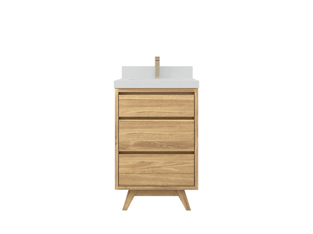 Madison Teak Wood 24 in. W x 22 in. D Single Sink Bathroom Vanity