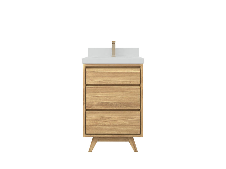 Madison Teak Wood 24 in. W x 22 in. D Single Sink Bathroom Vanity - photo 1