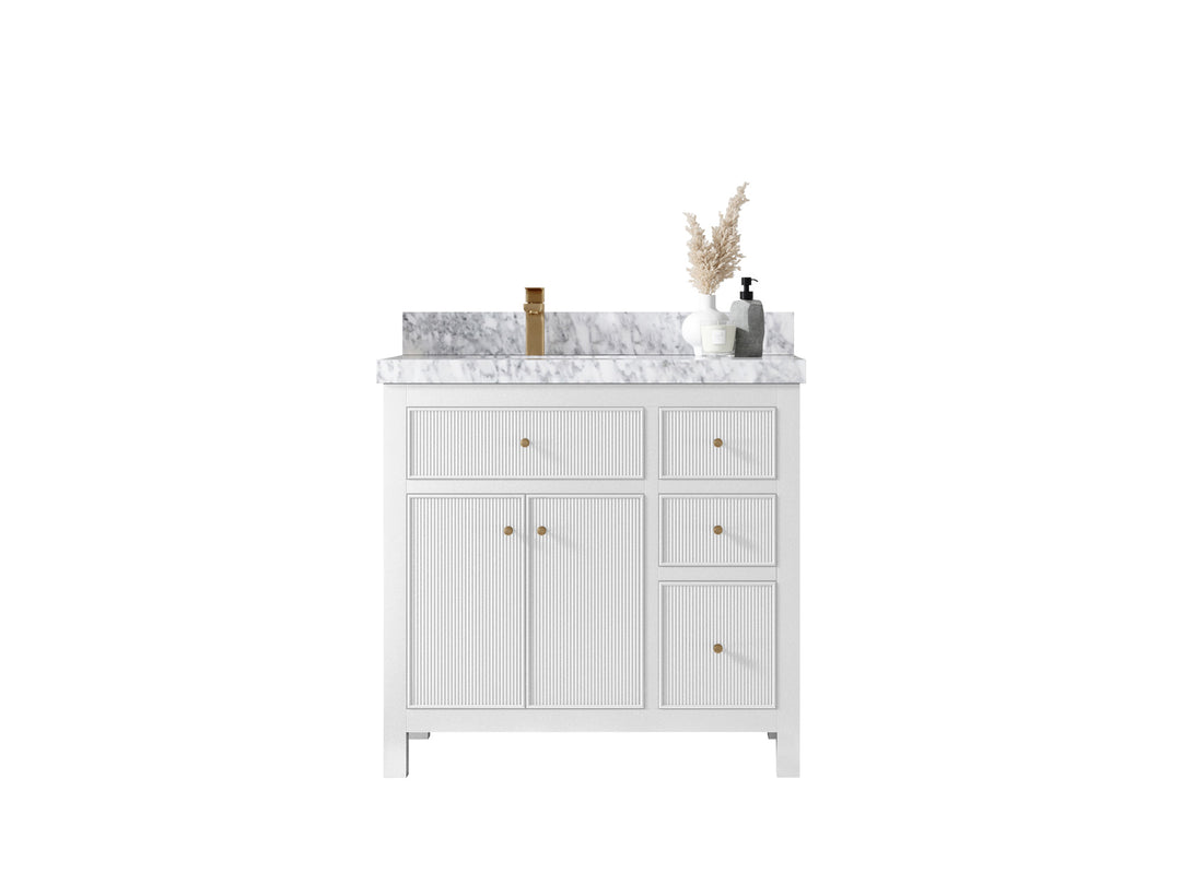 Sonoma 36 in. W x 22 in. D Left Offset Sink Bathroom Vanity in White with countertop